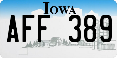 IA license plate AFF389