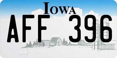IA license plate AFF396