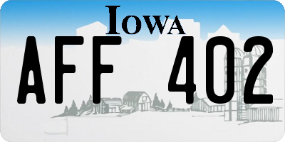 IA license plate AFF402