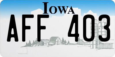 IA license plate AFF403