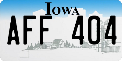 IA license plate AFF404