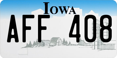 IA license plate AFF408