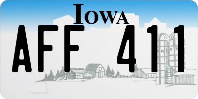 IA license plate AFF411