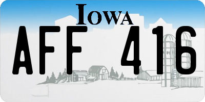 IA license plate AFF416