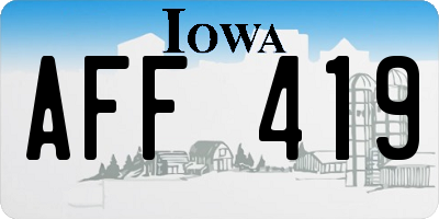 IA license plate AFF419