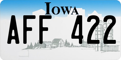 IA license plate AFF422