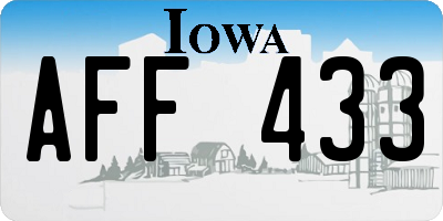 IA license plate AFF433