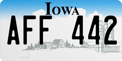 IA license plate AFF442
