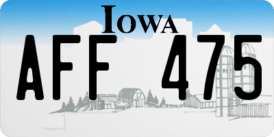 IA license plate AFF475