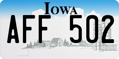 IA license plate AFF502