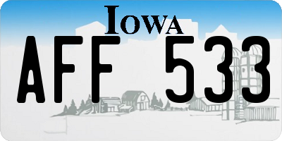 IA license plate AFF533