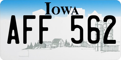 IA license plate AFF562