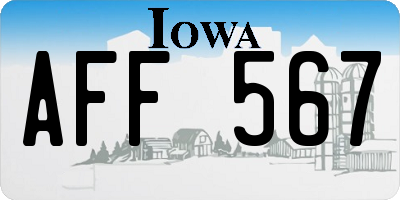 IA license plate AFF567