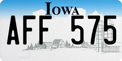 IA license plate AFF575