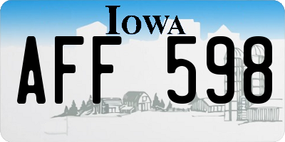 IA license plate AFF598