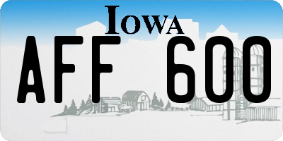 IA license plate AFF600