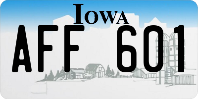 IA license plate AFF601