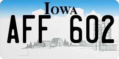 IA license plate AFF602
