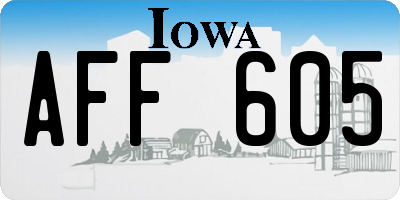 IA license plate AFF605