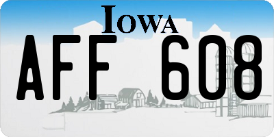 IA license plate AFF608