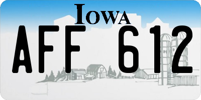 IA license plate AFF612