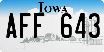 IA license plate AFF643