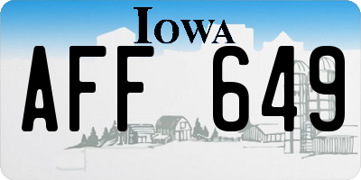 IA license plate AFF649
