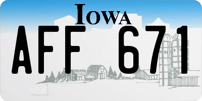 IA license plate AFF671