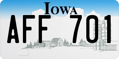 IA license plate AFF701