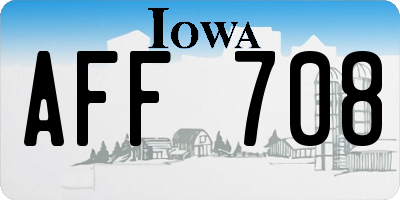 IA license plate AFF708