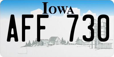 IA license plate AFF730