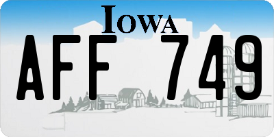 IA license plate AFF749