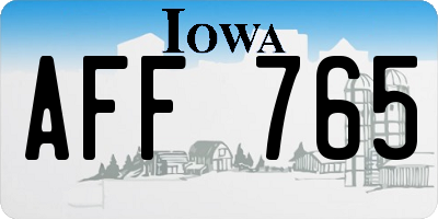 IA license plate AFF765
