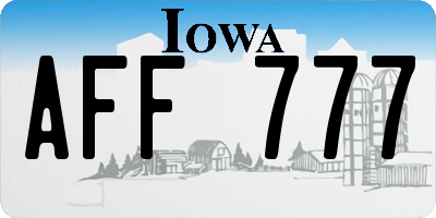 IA license plate AFF777