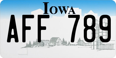 IA license plate AFF789