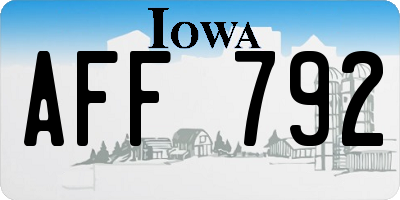 IA license plate AFF792