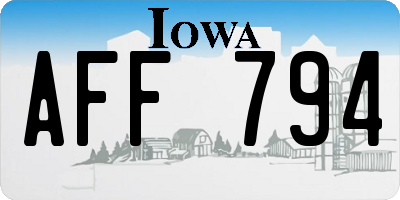 IA license plate AFF794