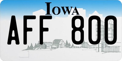 IA license plate AFF800