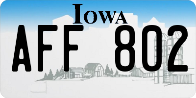 IA license plate AFF802