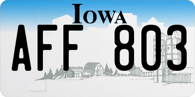 IA license plate AFF803
