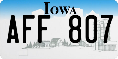 IA license plate AFF807