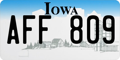 IA license plate AFF809