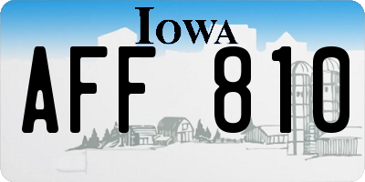 IA license plate AFF810