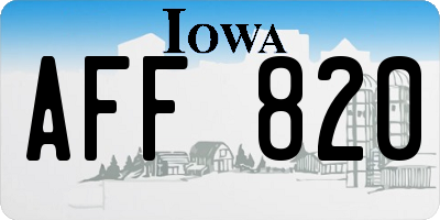 IA license plate AFF820