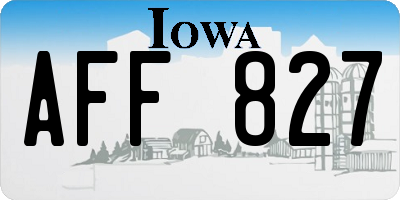IA license plate AFF827