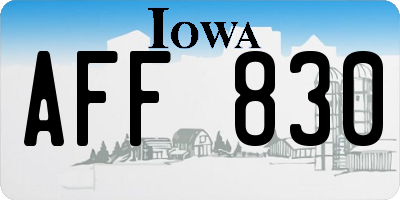 IA license plate AFF830