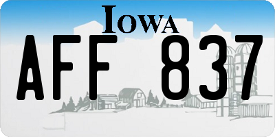 IA license plate AFF837
