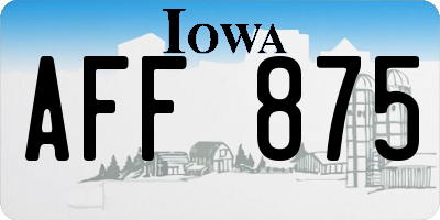 IA license plate AFF875