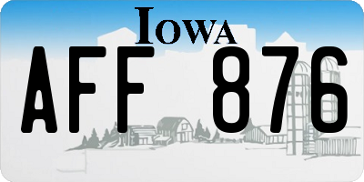 IA license plate AFF876