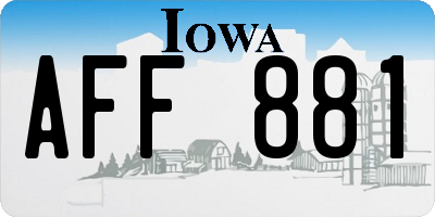 IA license plate AFF881